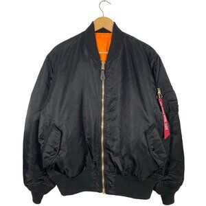 Alpha Industries MA-1 Nylon Bomber Jacket Black men's size XL